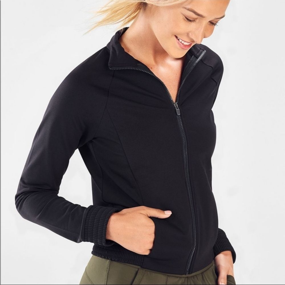 Fabletics Performance Track Jacket Black S Nwot - image 1